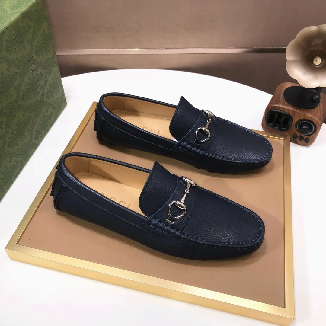 Men's Men's Shoes💰420💰[Gucci GUCCI] (High-end Niuli) New 🍀Gucci*-Gucci Peas Shoes! Made of imported original cowhide, the inner top layer is comfortable cowhide lining! Original wear-resistant rubber outsole! High quality products! Code number 38-44!